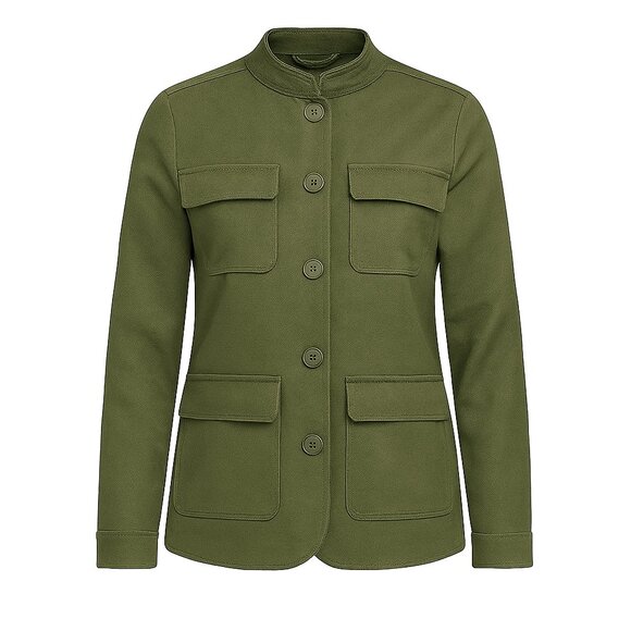 Treasure & Bond Women's Field Jacket Medium Olive Green band Collar - Picture 1 of 9